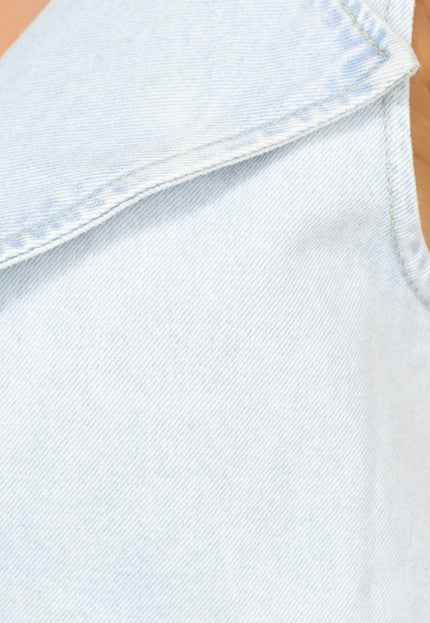 Redial Jeans Denim Wikkel Top met Strikdetail