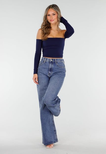 OP=OP.09.NL Donkerblauwe Wide Leg Jeans