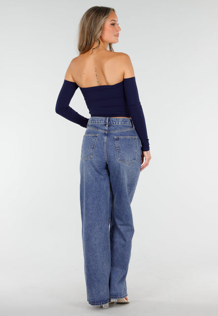 OP=OP.09.NL Donkerblauwe Wide Leg Jeans