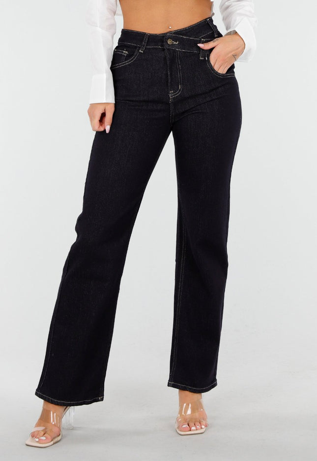 Redial Jeans Donkerblauwe Wide Stretch Jeans