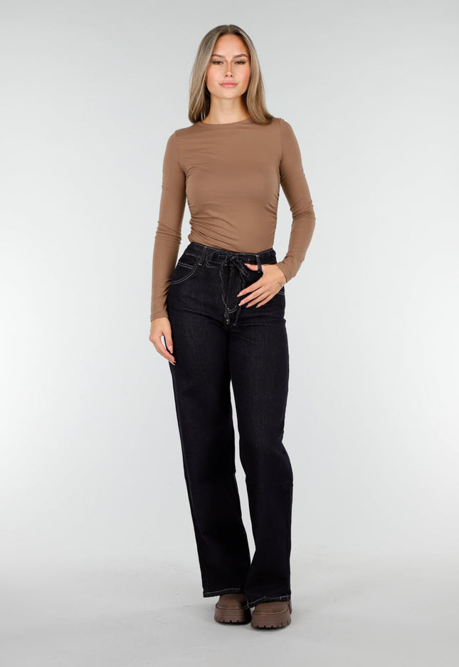 Redial Jeans Donkere Stretch Jeans met Strikkoord
