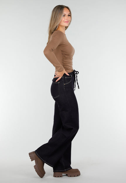 Redial Jeans Donkere Stretch Jeans met Strikkoord