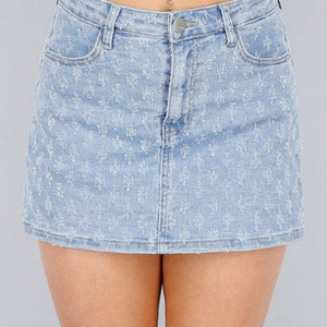 Redial Jeans Geruwde Denim Stretch Skort