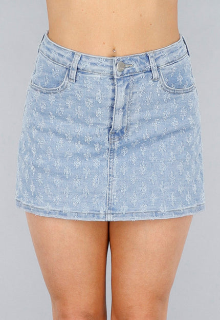 Redial Jeans Geruwde Denim Stretch Skort