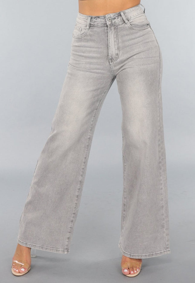OP=OP.09.NL Grijze High Waist Wide Leg Jeans