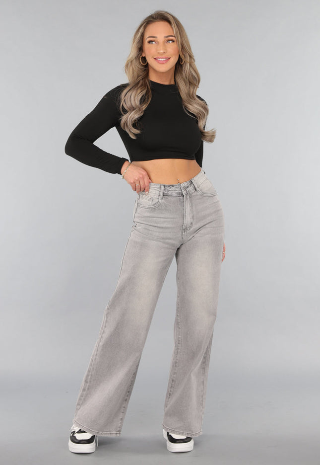 OP=OP.09.NL Grijze High Waist Wide Leg Jeans