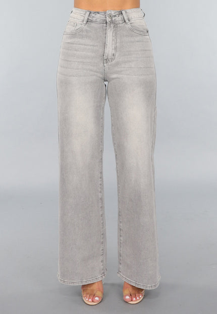 OP=OP.09.NL Grijze High Waist Wide Leg Jeans