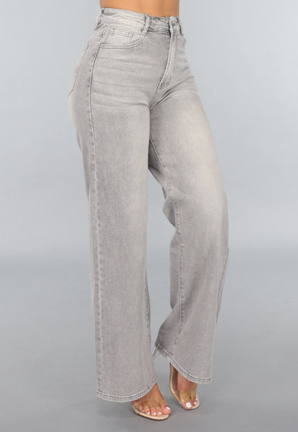 OP=OP.09.NL Grijze High Waist Wide Leg Jeans