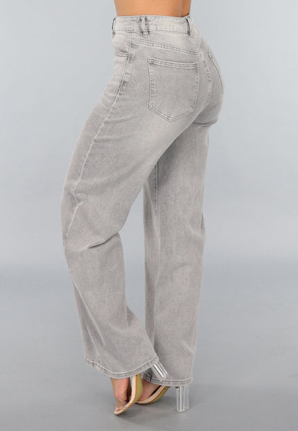 OP=OP.09.NL Grijze High Waist Wide Leg Jeans