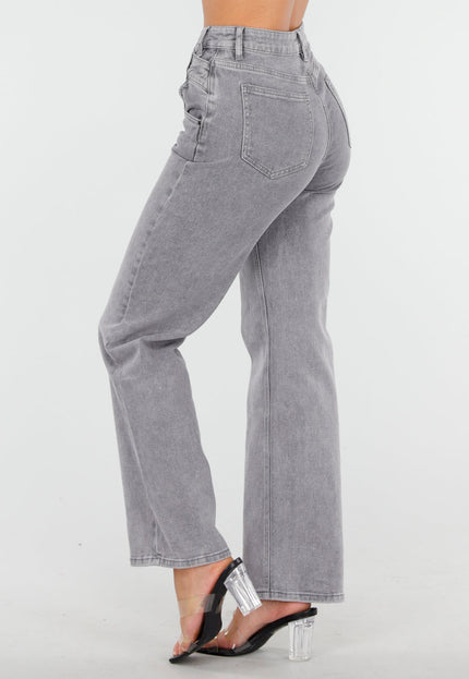 OP=OP.09.NL Grijze Straight Stretch Jeans