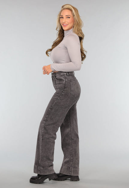 Redial Jeans Grijze Washed High Waist Straight Jeans