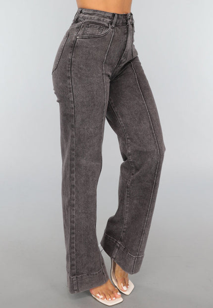 Redial Jeans Grijze Washed High Waist Straight Jeans