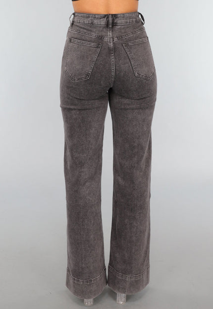 Redial Jeans Grijze Washed High Waist Straight Jeans