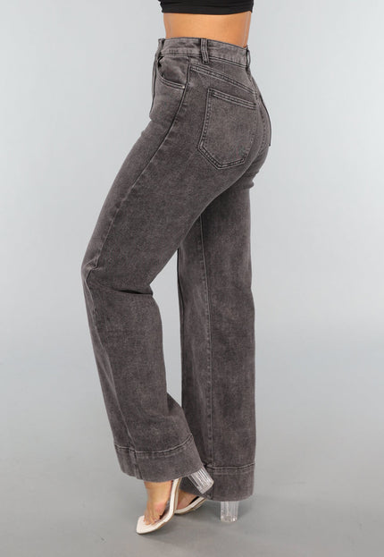 Redial Jeans Grijze Washed High Waist Straight Jeans