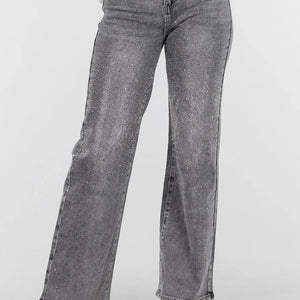Redial Jeans Grijze Wide Leg Jeans met Glitter
