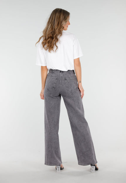 Redial Jeans Grijze Wide Leg Stretch Jeans met Strik