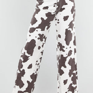 OP=OP.AV.09 Koeienprint Jeans met Rechte Pijpen