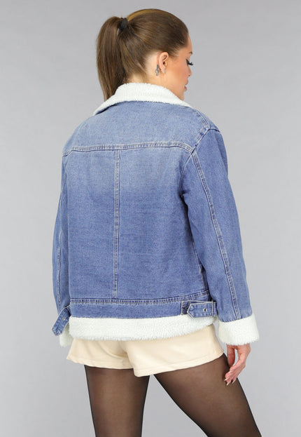 Redial Jeans Lichtblauw Denim Teddy Biker Jasje