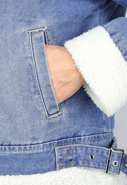 Redial Jeans Lichtblauw Denim Teddy Biker Jasje