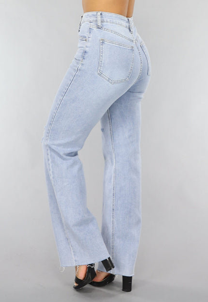 OP=OP.09.NL Lichtblauwe Denim Jeans met Kniescheuren