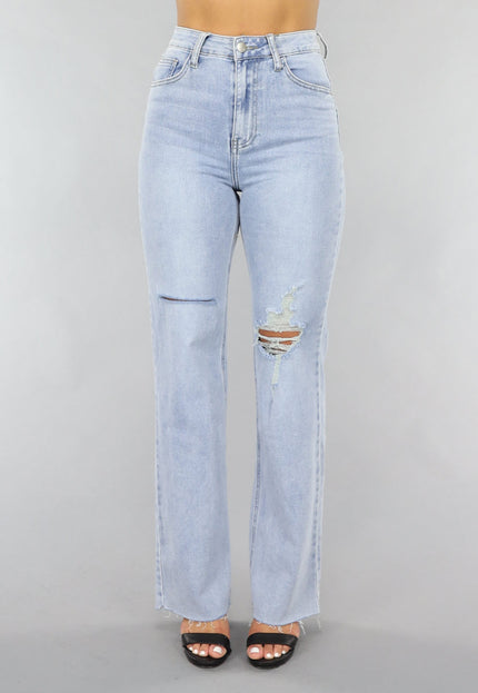 OP=OP.09.NL Lichtblauwe Denim Jeans met Kniescheuren
