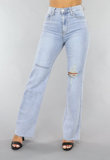 OP=OP.09.NL Lichtblauwe Denim Jeans met Kniescheuren