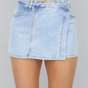 Redial Jeans Lichtblauwe Denim Overslag Skort