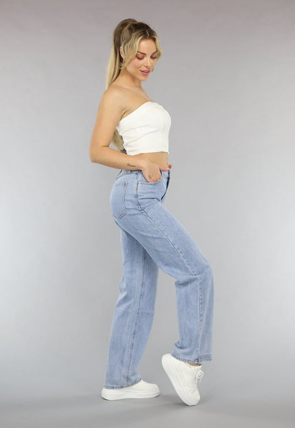 OP=OP.04.NL Lichtblauwe Washed Mom Fit Spijkerbroek