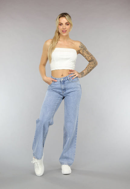 OP=OP.04.NL Lichtblauwe Washed Mom Fit Spijkerbroek