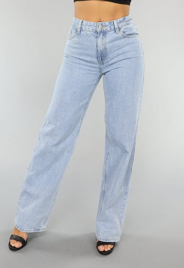OP=OP.04.NL Lichtblauwe Washed Mom Fit Spijkerbroek