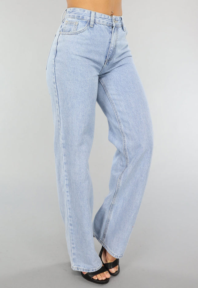 OP=OP.04.NL Lichtblauwe Washed Mom Fit Spijkerbroek