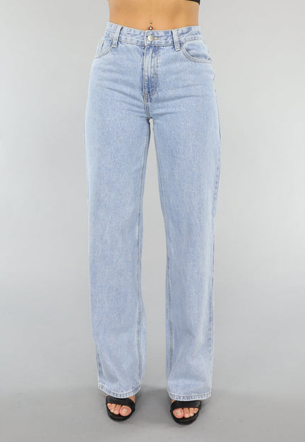 OP=OP.04.NL Lichtblauwe Washed Mom Fit Spijkerbroek