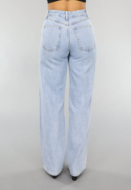 OP=OP.04.NL Lichtblauwe Washed Mom Fit Spijkerbroek