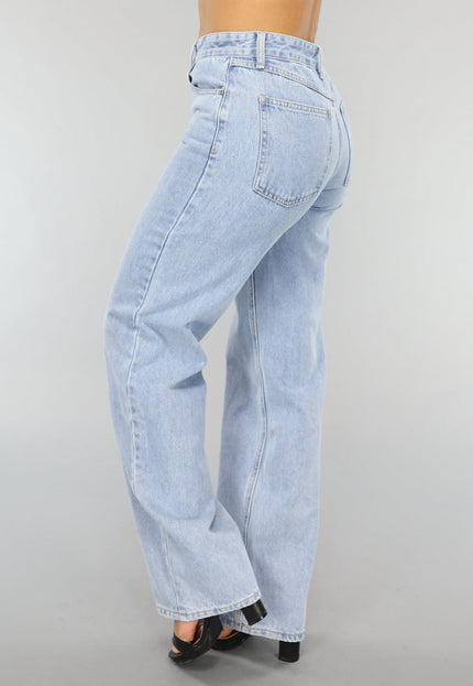 OP=OP.04.NL Lichtblauwe Washed Mom Fit Spijkerbroek