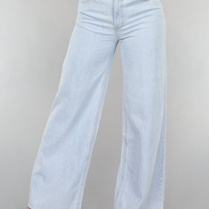 Redial Jeans Lichte Wide Leg Spijkerbroek met Gerafelde Pijpen