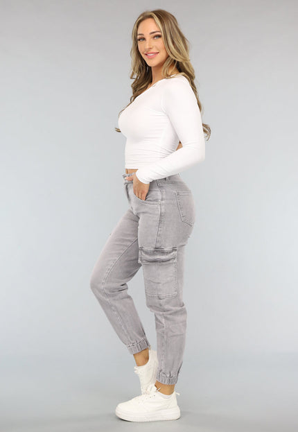 Redial Jeans Lichtgrijze Carpenter Broek met Elastische Pijpen