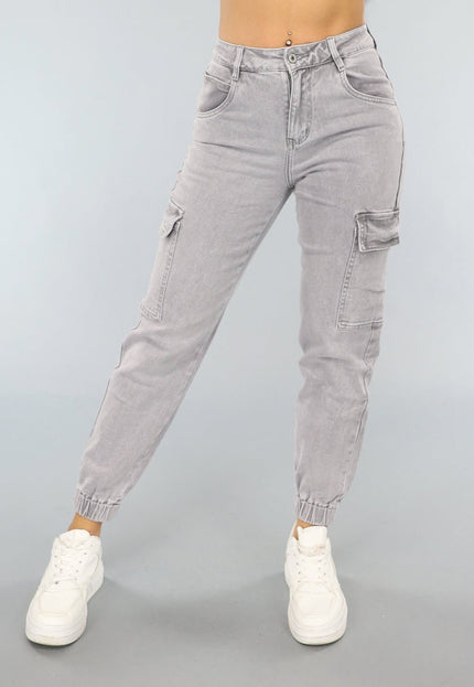 Redial Jeans Lichtgrijze Carpenter Broek met Elastische Pijpen