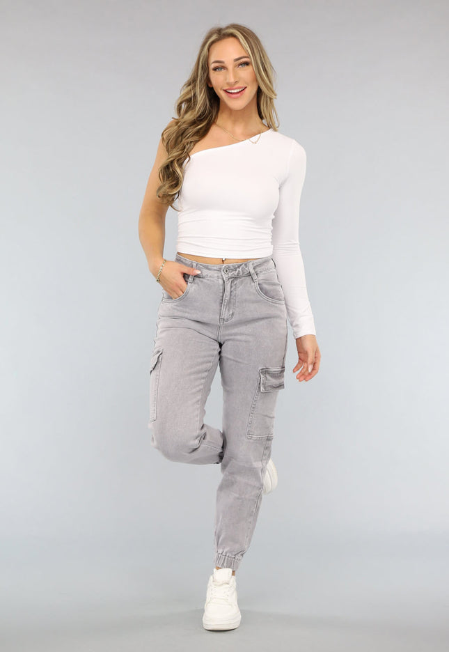 Redial Jeans Lichtgrijze Carpenter Broek met Elastische Pijpen