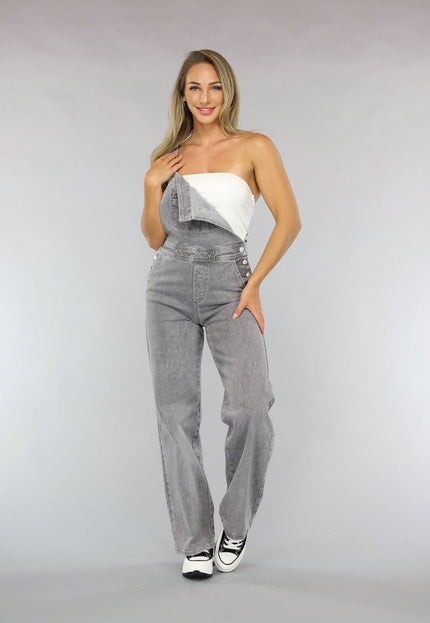 OP=OP.50.NL Lichtgrijze Tuinbroek met Bretels