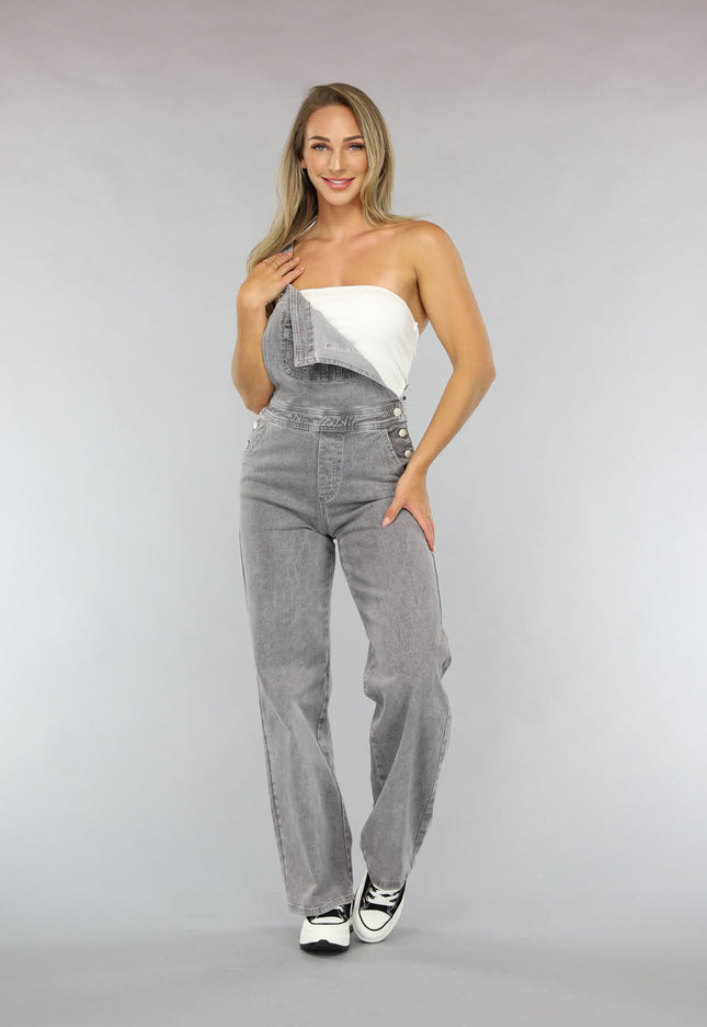 OP=OP.50.NL Lichtgrijze Tuinbroek met Bretels