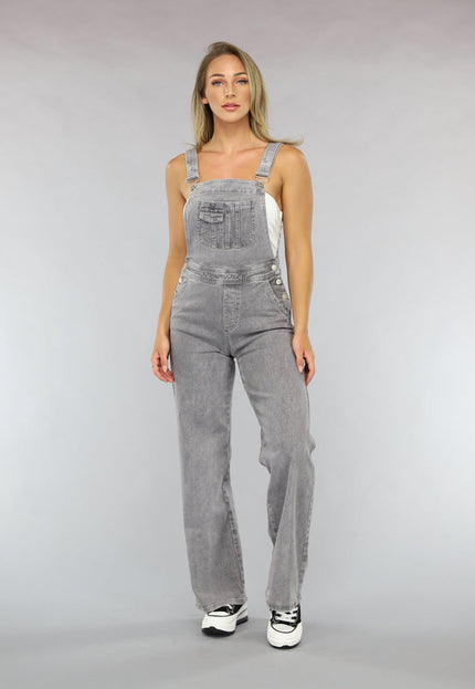 OP=OP.50.NL Lichtgrijze Tuinbroek met Bretels