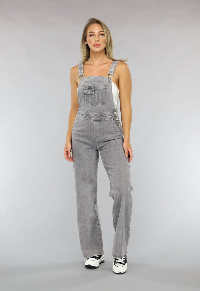 OP=OP.50.NL Lichtgrijze Tuinbroek met Bretels