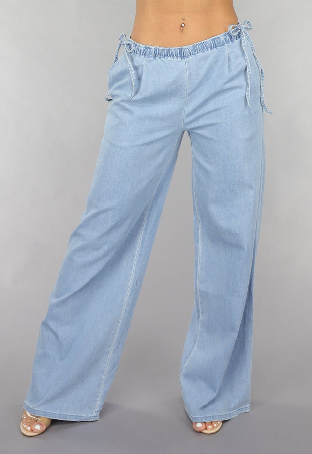 Redial Jeans Low Waist Tall Wide Leg Jeans met Strikdetails