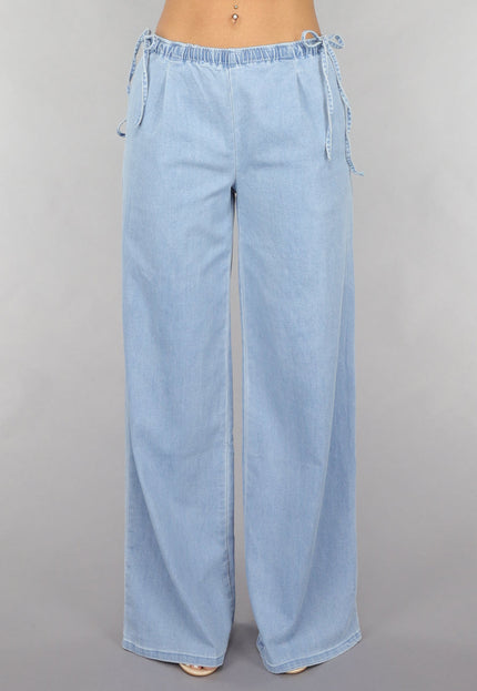 Redial Jeans Low Waist Tall Wide Leg Jeans met Strikdetails