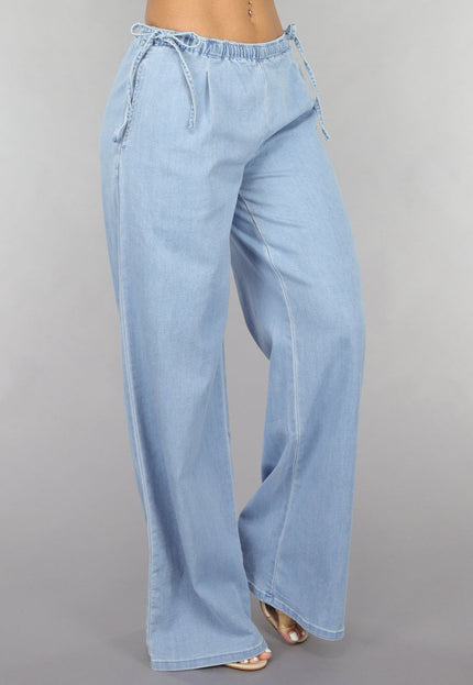 Redial Jeans Low Waist Tall Wide Leg Jeans met Strikdetails