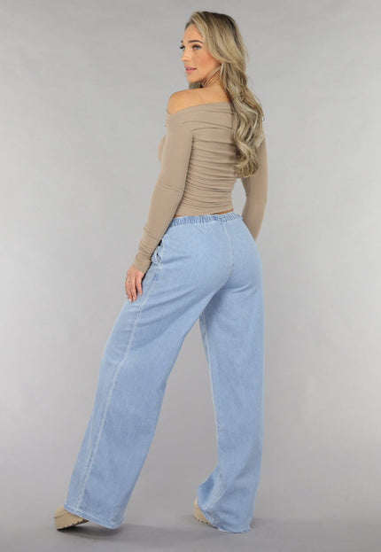 Redial Jeans Low Waist Tall Wide Leg Jeans met Strikdetails