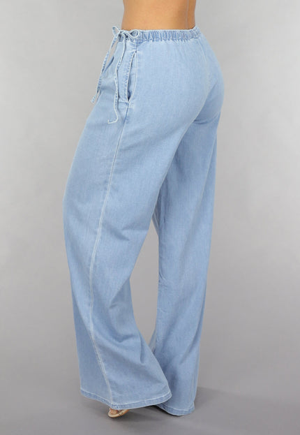 Redial Jeans Low Waist Tall Wide Leg Jeans met Strikdetails