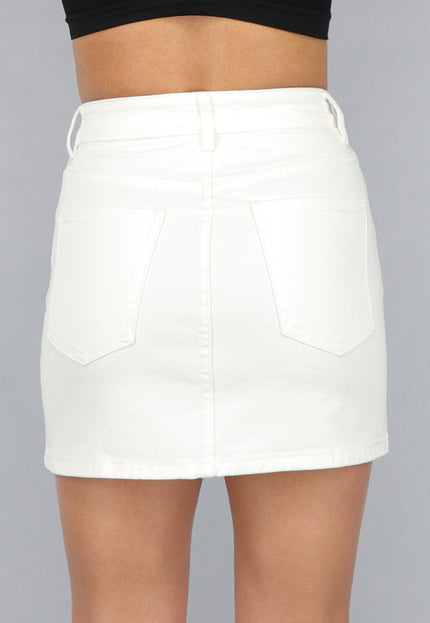 OP=OP.34.NL Spijkerrok met Schuine Sluiting in Wit