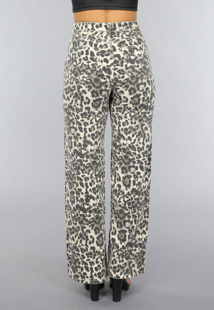 OP=OP.40.NL Straight Leg High Waist Panterprint Jeans