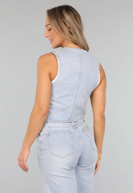 Redial Jeans Stretch Denim Gilet Topje